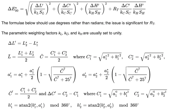 A complex set of formulas