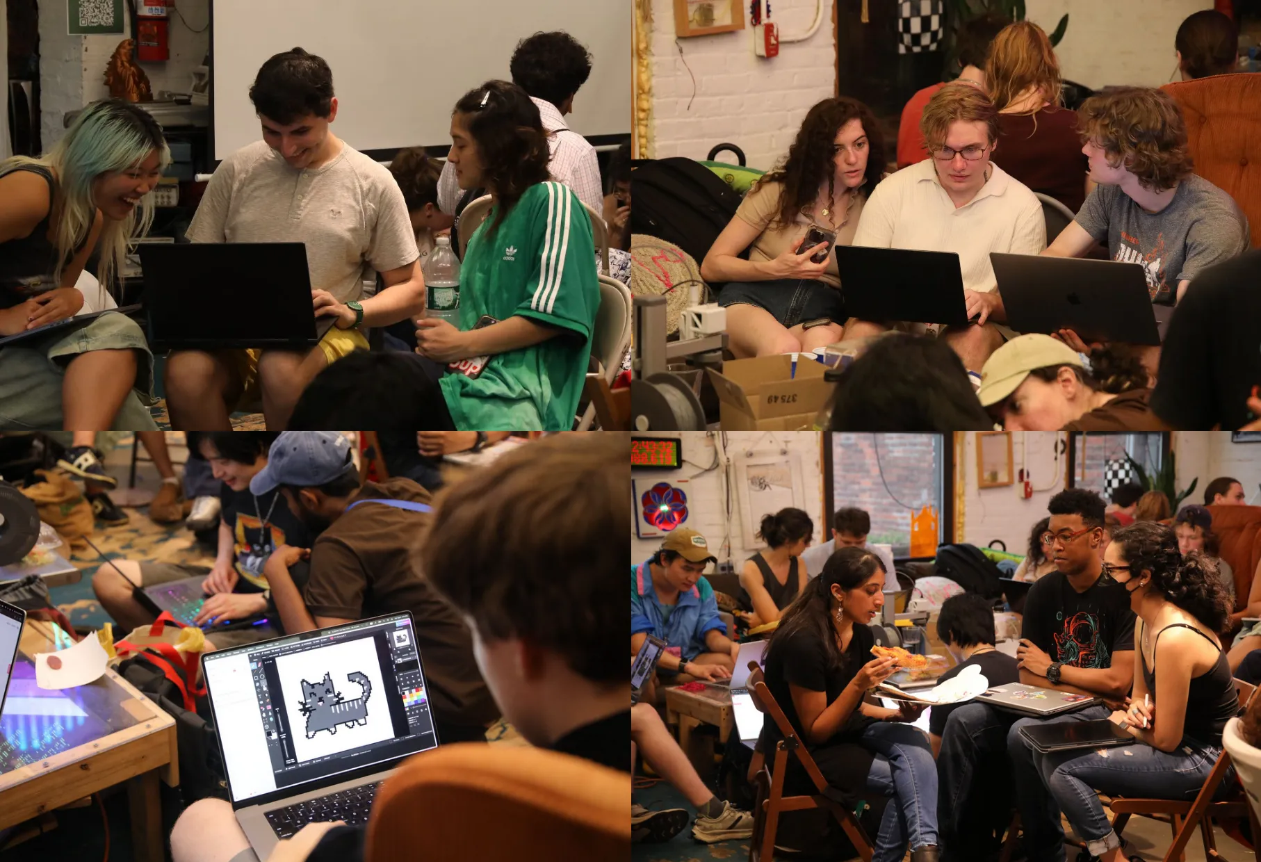 A collage of participants working together