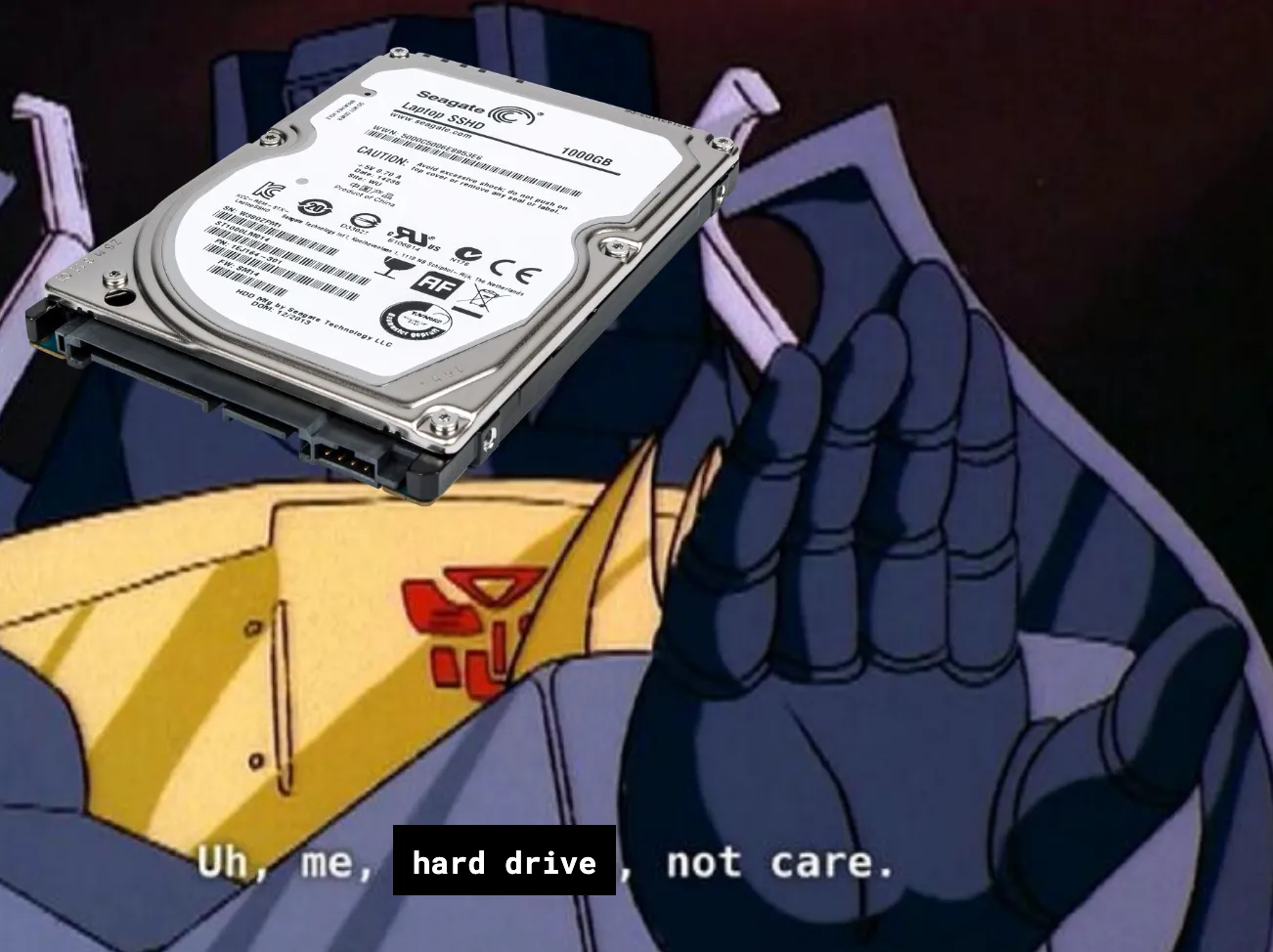 Uh, me, hard drive, not care