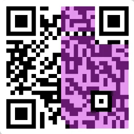 A rick roll QR code, with the right half highlighted in purple